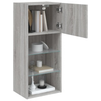 Produktbild för TV-bänk med LED-belysning 2 st grå sonoma 40,5x30x90 cm