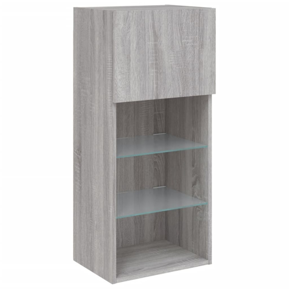Produktbild för TV-bänk med LED-belysning 2 st grå sonoma 40,5x30x90 cm