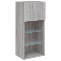 Produktbild för TV-bänk med LED-belysning 2 st grå sonoma 40,5x30x90 cm