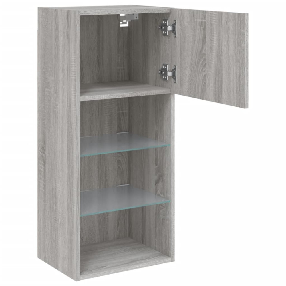 Produktbild för TV-bänk med LED-belysning 2 st grå sonoma 40,5x30x90 cm