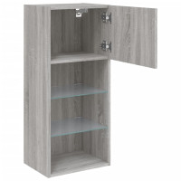 Produktbild för TV-bänk med LED-belysning 2 st grå sonoma 40,5x30x90 cm