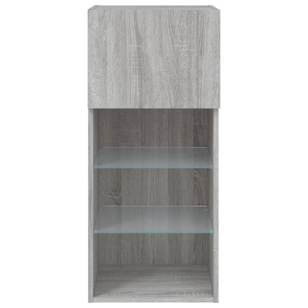 Produktbild för TV-bänk med LED-belysning 2 st grå sonoma 40,5x30x90 cm