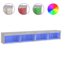 Produktbild för TV-bänk med LED-belysning 2 st grå sonoma 100x30x30 cm
