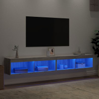 Produktbild för TV-bänk med LED-belysning 2 st grå sonoma 100x30x30 cm