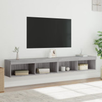 Produktbild för TV-bänk med LED-belysning 2 st grå sonoma 100x30x30 cm