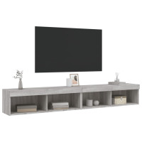 Produktbild för TV-bänk med LED-belysning 2 st grå sonoma 100x30x30 cm