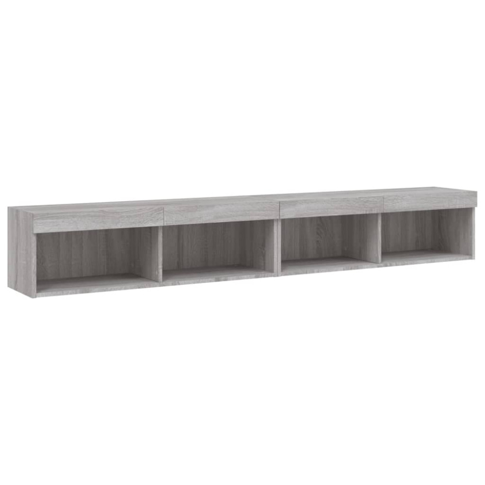 Produktbild för TV-bänk med LED-belysning 2 st grå sonoma 100x30x30 cm