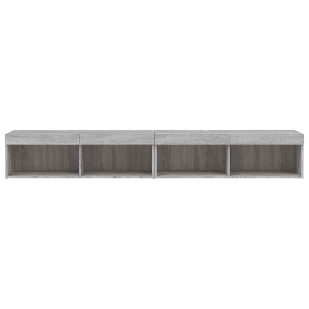 Produktbild för TV-bänk med LED-belysning 2 st grå sonoma 100x30x30 cm