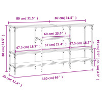 Produktbild för Avlastningsbord sonoma ek 160x29x80 cm konstruerat trä