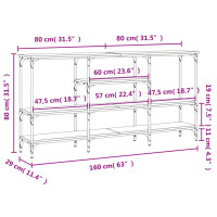Produktbild för Avlastningsbord grå sonoma 160x29x80 cm konstruerat trä