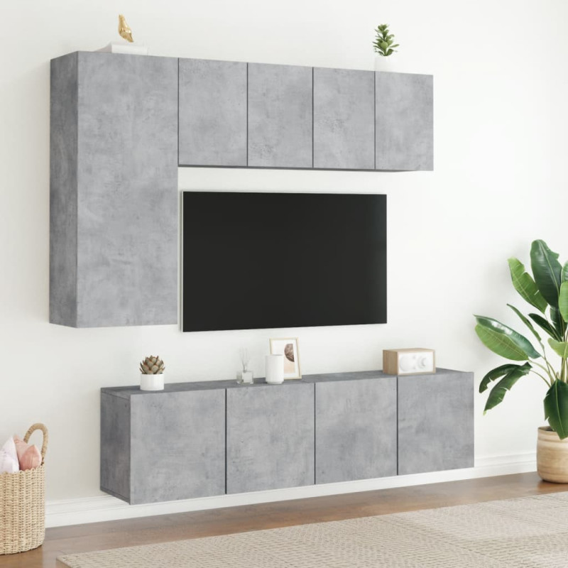 Produktbild för Väggmonterade TV-enheter 5 delar betonggrå konstruerat trä
