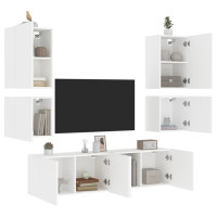 Miniatyr av produktbild för Väggmonterade TV-enheter 6 delar vit konstruerat trä