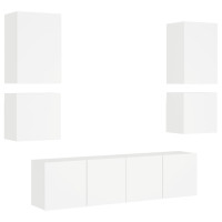 Miniatyr av produktbild för Väggmonterade TV-enheter 6 delar vit konstruerat trä