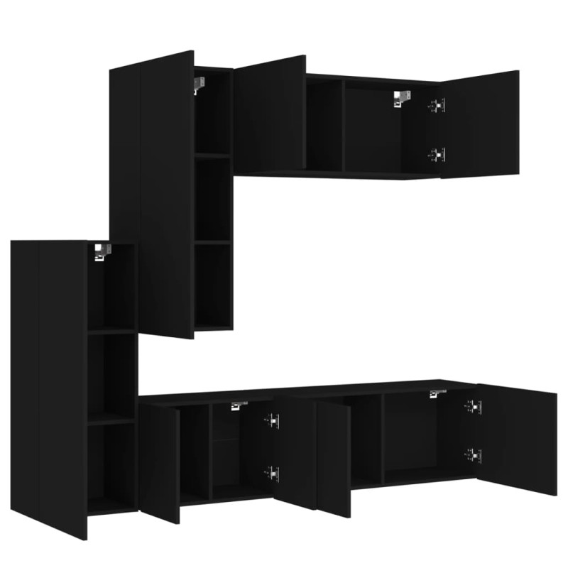 Produktbild för Väggmonterade TV-enheter 5 delar svart konstruerat trä