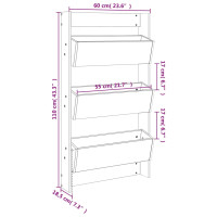 Produktbild för Odlingslåda för vägg 3 nivåer 60x18,5x110 cm grå massiv furu