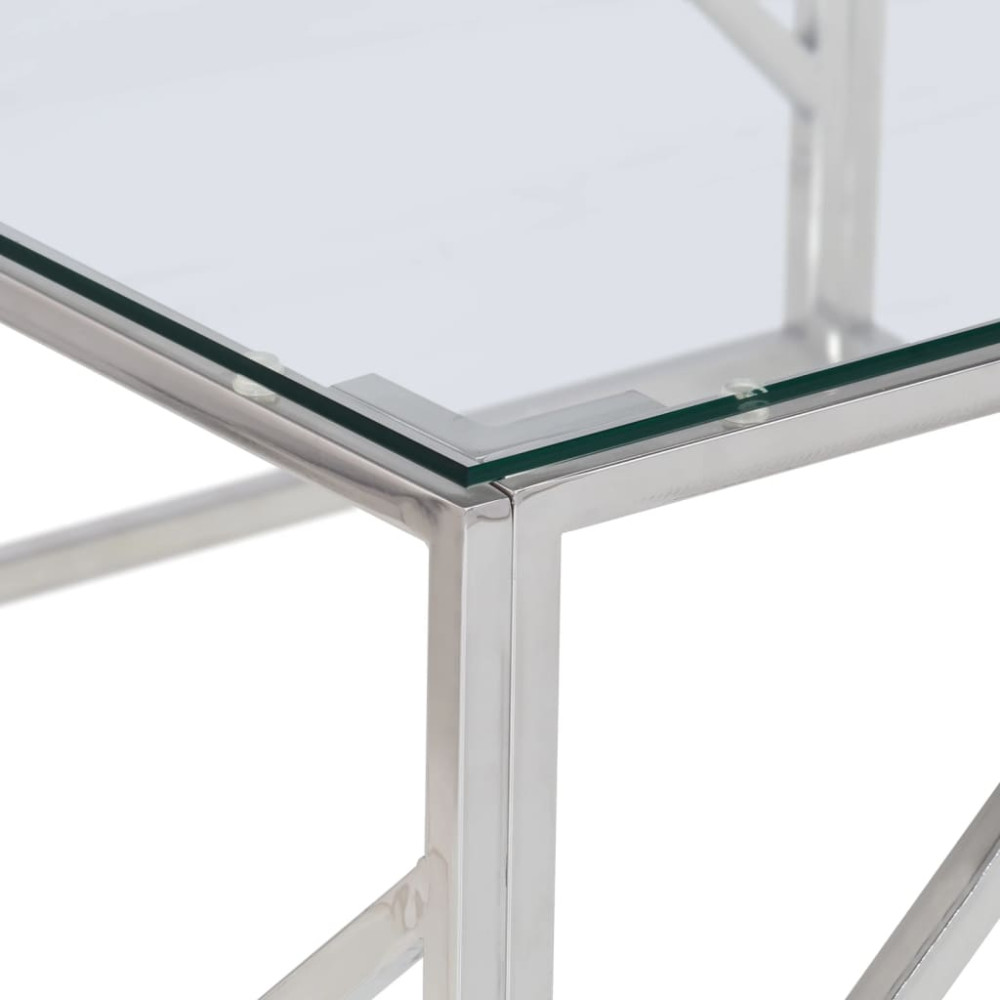 Produktbild för Soffbord silver rostfritt stål och härdat glas