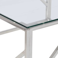 Produktbild för Soffbord silver rostfritt stål och härdat glas