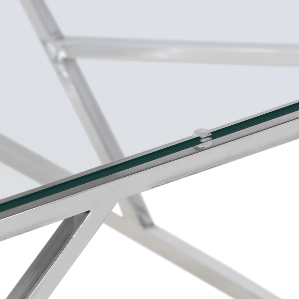 Produktbild för Soffbord silver rostfritt stål och härdat glas