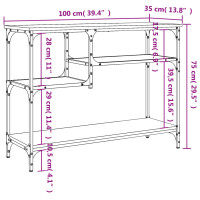 Produktbild för Konsolbord med hyllor brun ek 100x35x75 cm