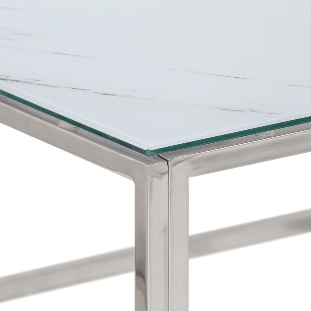 Produktbild för Soffbord silver rostfritt stål och härdat glas