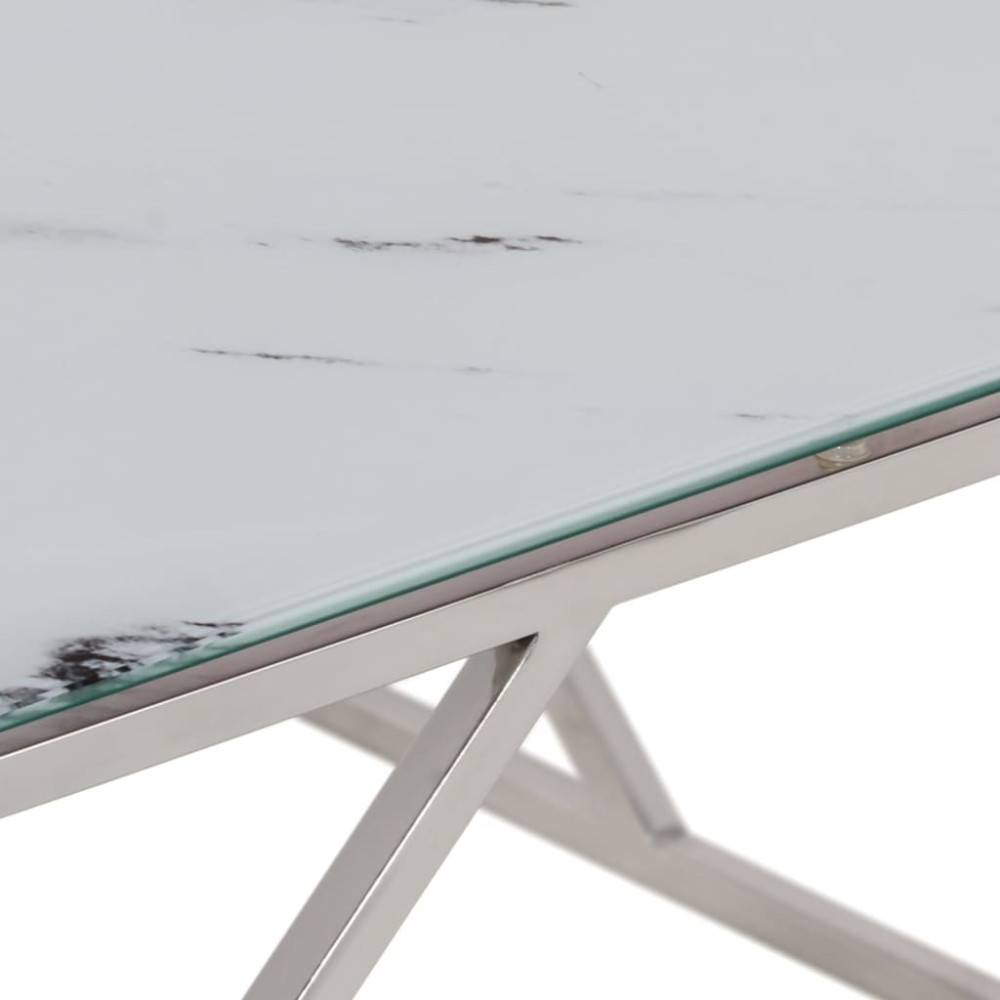 Produktbild för Soffbord silver rostfritt stål och härdat glas