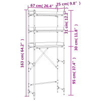 Produktbild för Tvättmaskinhylla grå sonoma-ek 67x25x163 cm konstruerat trä