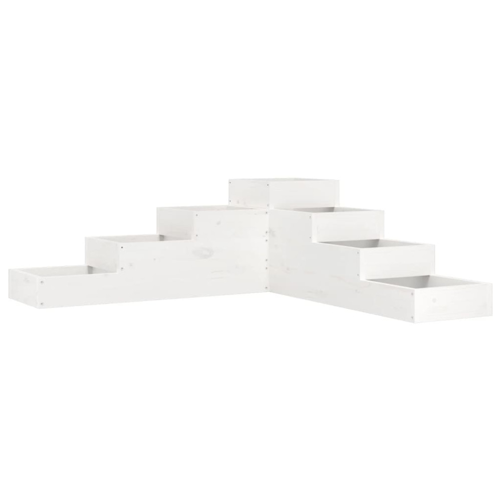Produktbild för Odlingslåda 4 nivåer 106x104,5x36 cm vit massiv furu