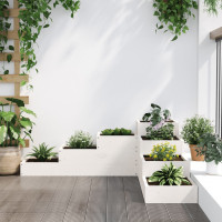 Produktbild för Odlingslåda 4 nivåer 106x104,5x36 cm vit massiv furu