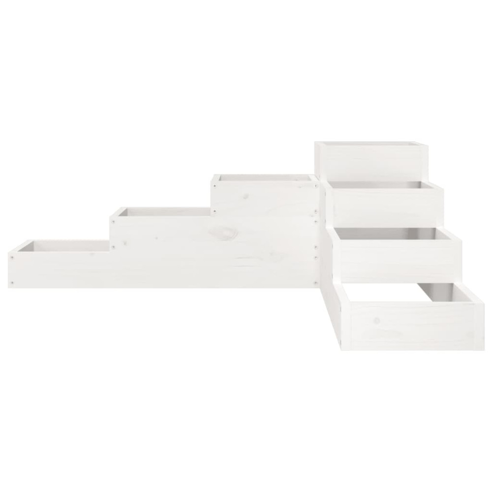 Produktbild för Odlingslåda 4 nivåer 106x104,5x36 cm vit massiv furu