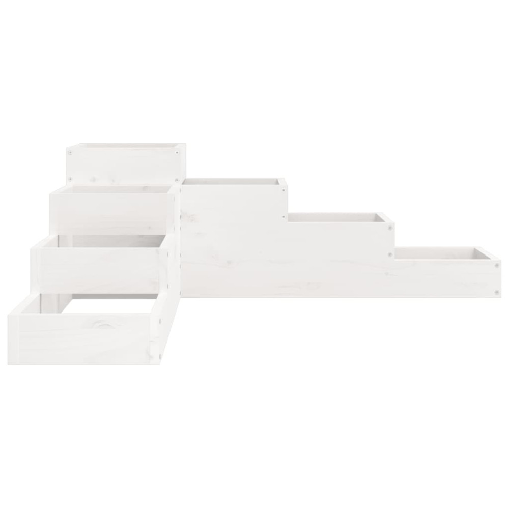 Produktbild för Odlingslåda 4 nivåer 106x104,5x36 cm vit massiv furu