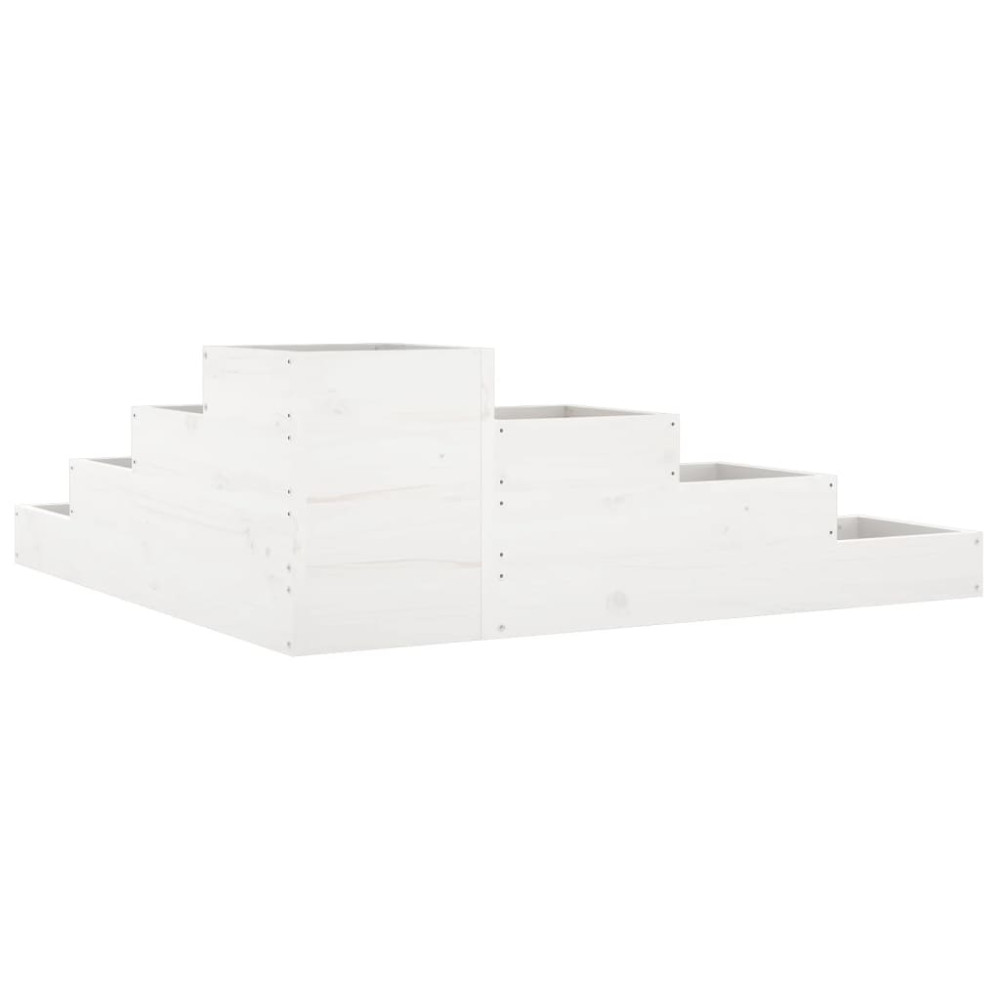Produktbild för Odlingslåda 4 nivåer 106x104,5x36 cm vit massiv furu