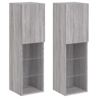 Produktbild för TV-bänk med LED-belysning 2 st grå sonoma 30,5x30x102 cm