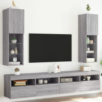 Produktbild för TV-bänk med LED-belysning 2 st grå sonoma 30,5x30x102 cm