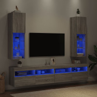 Produktbild för TV-bänk med LED-belysning 2 st grå sonoma 30,5x30x102 cm