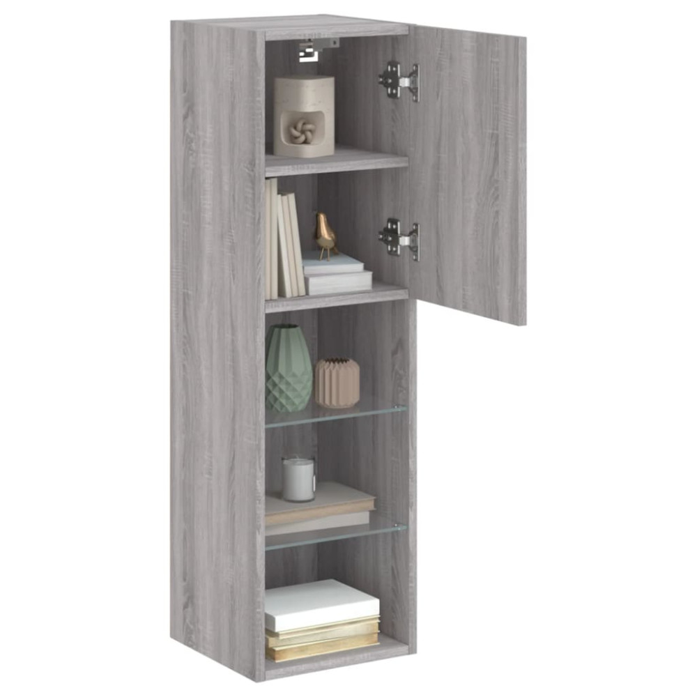 Produktbild för TV-bänk med LED-belysning 2 st grå sonoma 30,5x30x102 cm