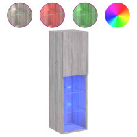 Produktbild för TV-bänk med LED-belysning 2 st grå sonoma 30,5x30x102 cm