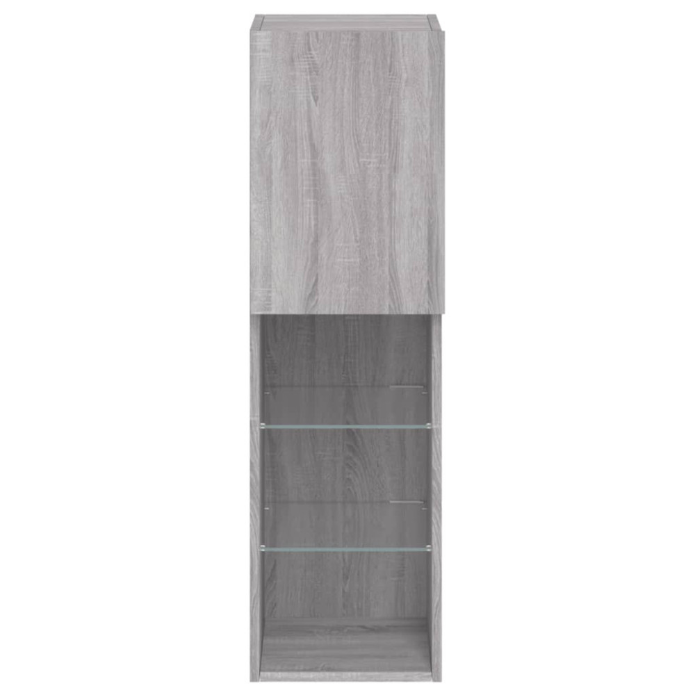 Produktbild för TV-bänk med LED-belysning 2 st grå sonoma 30,5x30x102 cm