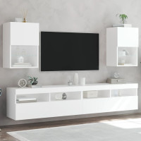 Produktbild för TV-bänk med LED-belysning 2 st vit 40,5x30x60 cm