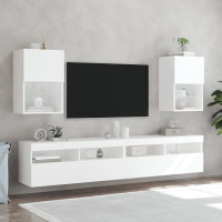 Produktbild för TV-bänk med LED-belysning 2 st vit 40,5x30x60 cm