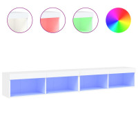 Produktbild för TV-bänk med LED-belysning 2 st vit 100x30x30 cm