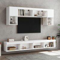 Produktbild för TV-bänk med LED-belysning 2 st vit 100x30x30 cm