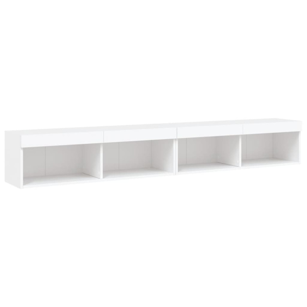 Produktbild för TV-bänk med LED-belysning 2 st vit 100x30x30 cm