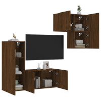 Produktbild för Väggmonterade TV-enheter 4 delar brun ek konstruerat trä