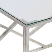Produktbild för Soffbord silver rostfritt stål och härdat glas