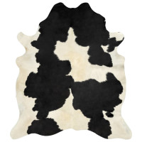 Produktbild för Äkta kohudsmatta svart och vit 180x220 cm