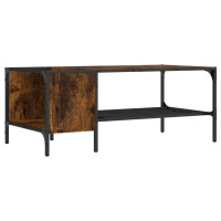 Produktbild för Soffbord med hylla rökfärgad ek 100x51x40 cm konstruerat trä