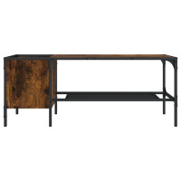 Produktbild för Soffbord med hylla rökfärgad ek 100x51x40 cm konstruerat trä