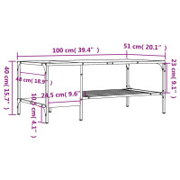 Produktbild för Soffbord med hylla rökfärgad ek 100x51x40 cm konstruerat trä