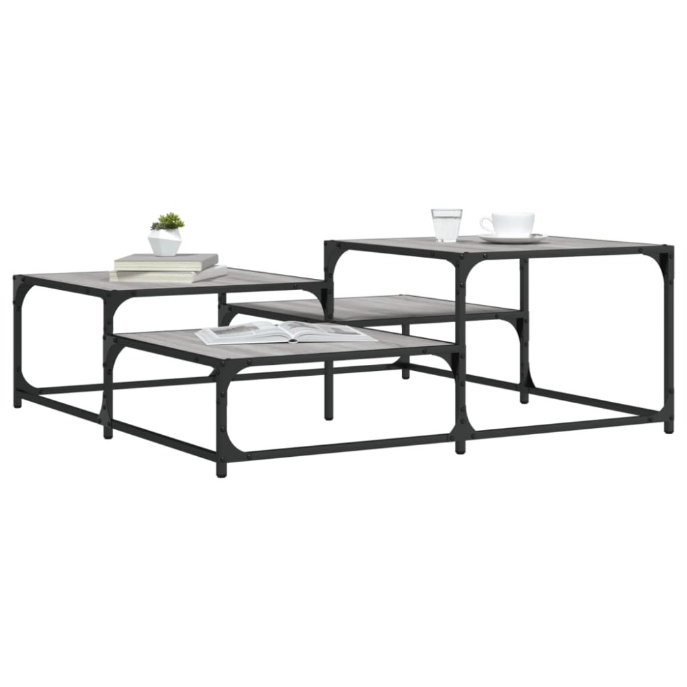 Produktbild för Soffbord grå sonoma 107x107x40 cm konstruerat trä