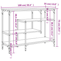 Produktbild för Konsolbord med hyllor sonoma-ek 100x35x75 cm